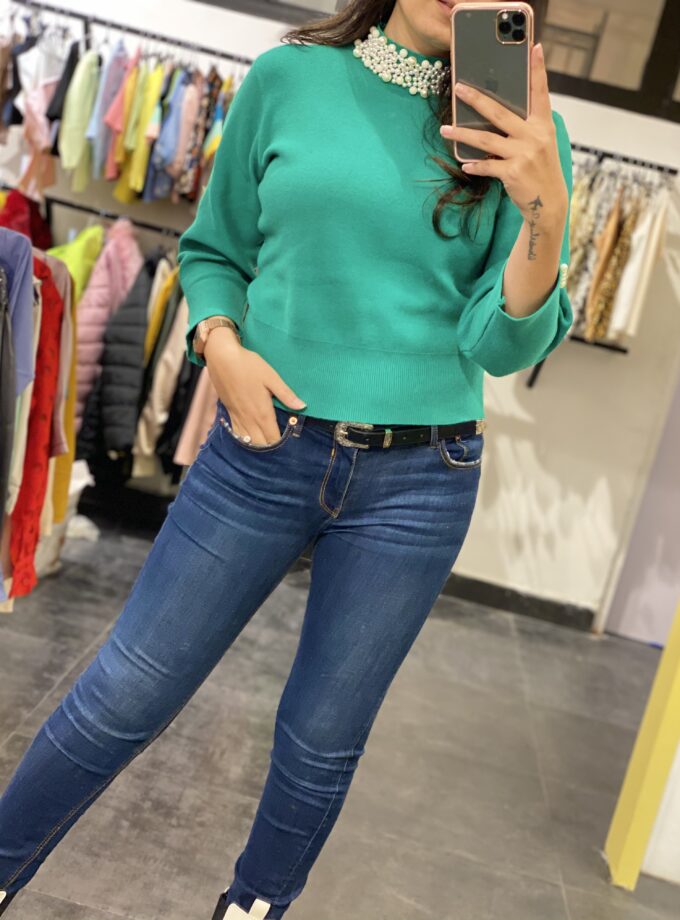 Keshi Pearl Embellished Pullover - sweater