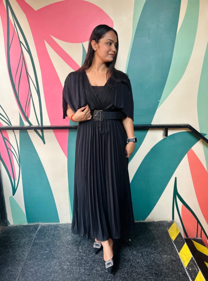 Melin Long Pleated Dress With Belt