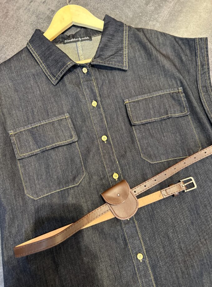 Denim Dress With Belt