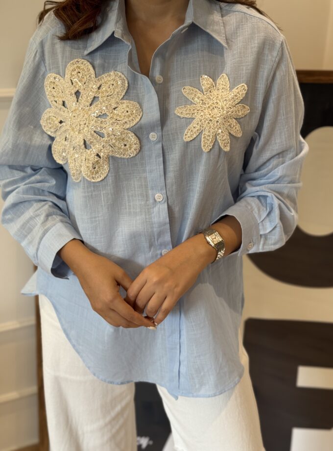Liesh flower Embellished shirt