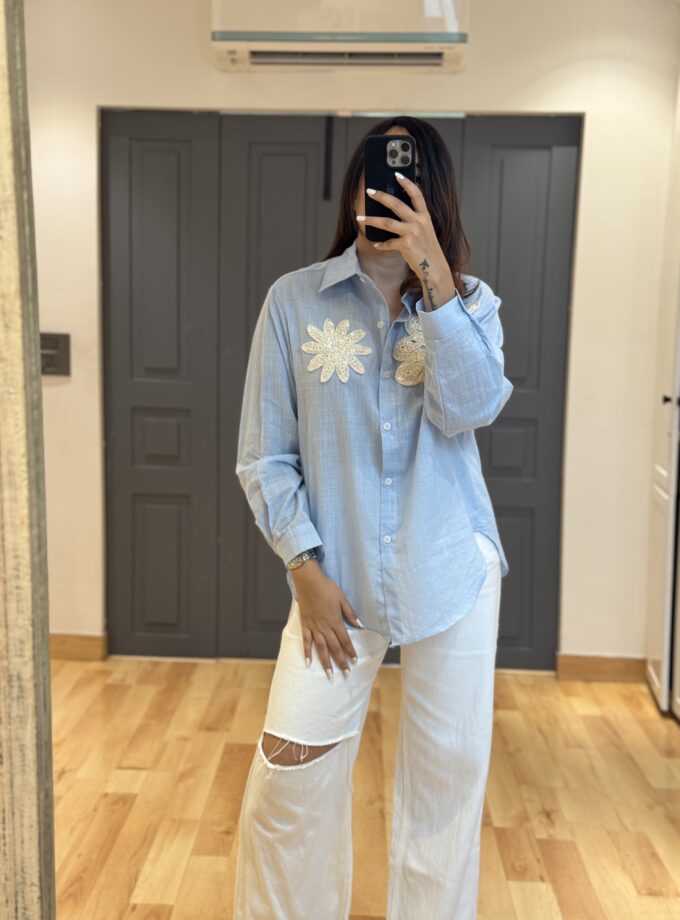 Liesh flower Embellished shirt