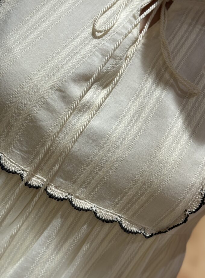 Ruffled Cap Sleeve Maxi Dress With Tussle Neck Ties