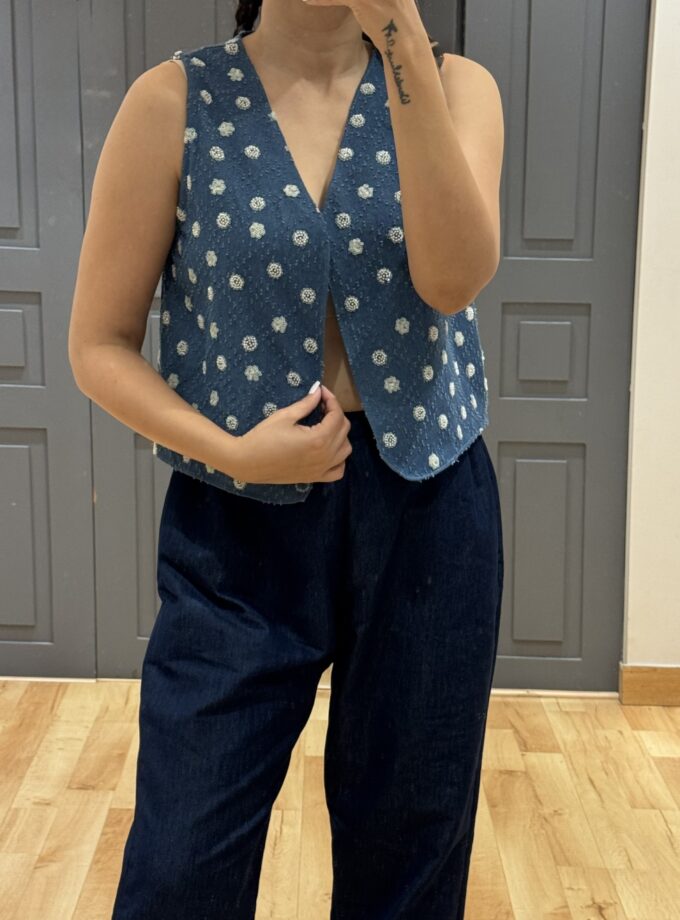 Nyra Denim Embellished Waist Coat