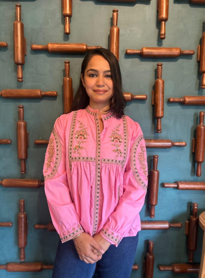 kora embroidered cotton top