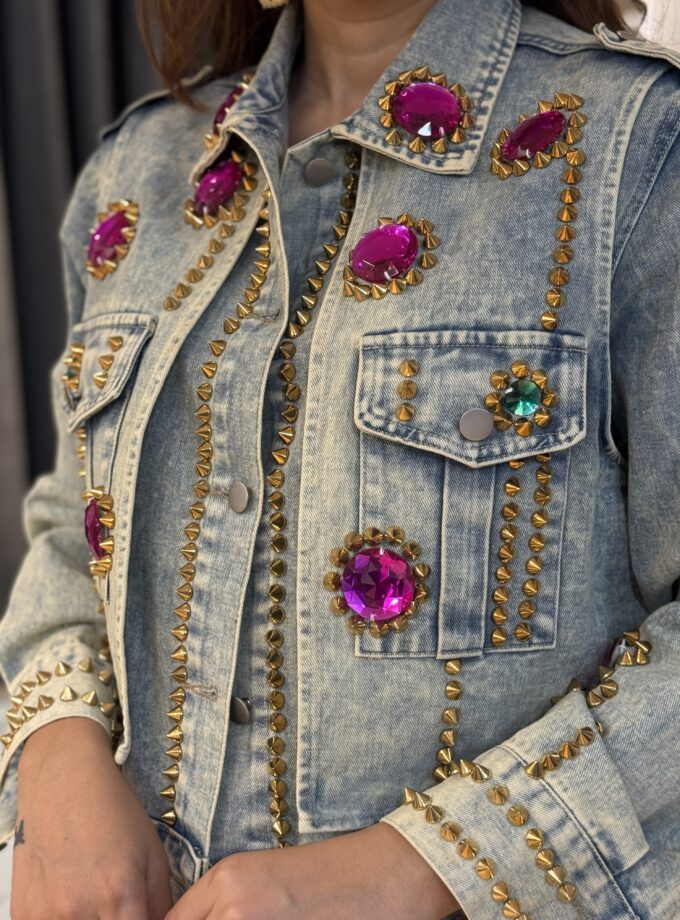 Relio Luxe Embellished Denim Statement Jacket