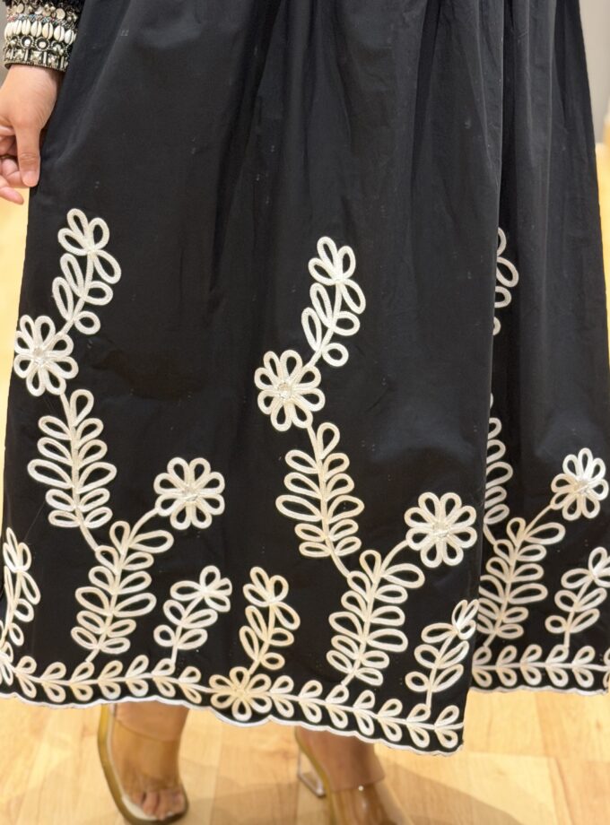 Butta Embroidered Dress With Belt