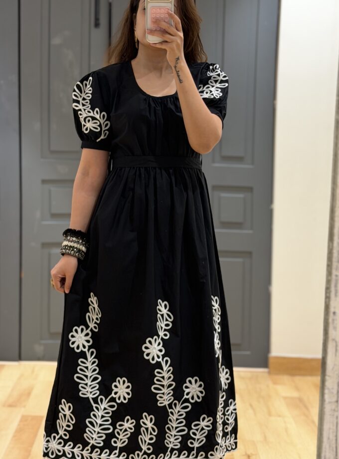 Butta Embroidered Dress With Belt