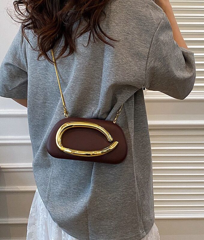 Gold Clasp Box Bag With Sling