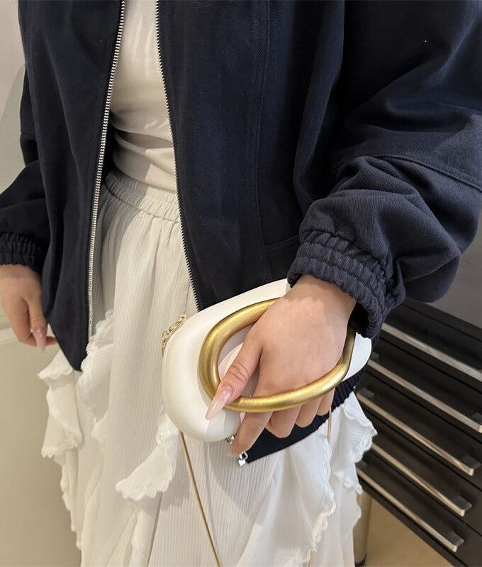 Gold Clasp Box Bag With Sling