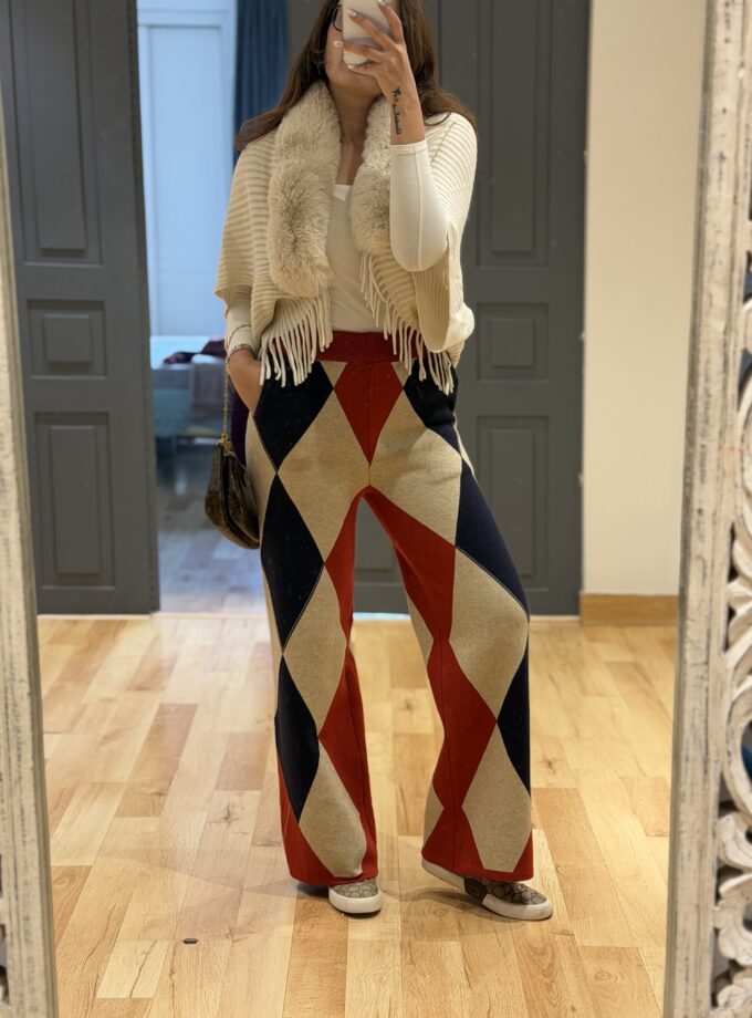 Libs Luxe Wrap With Faux Fur & Fringes