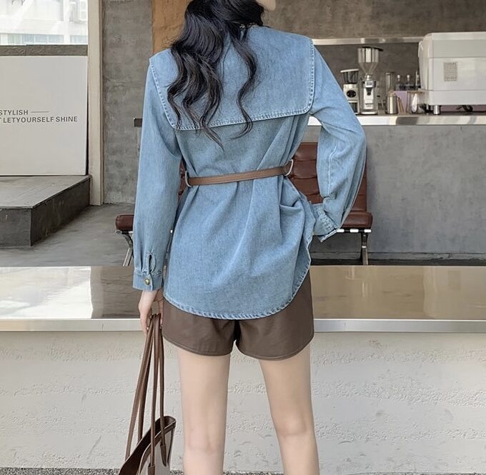 Denim Shirt with Belt