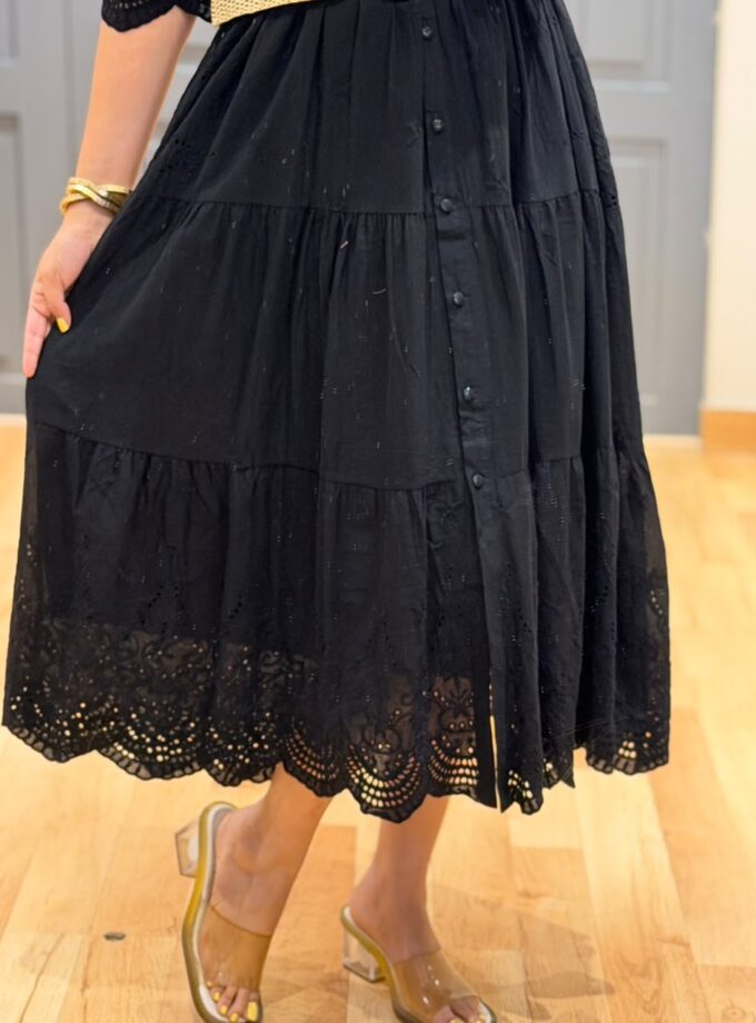 Leto Embroidered Schiffli Dress With Belt