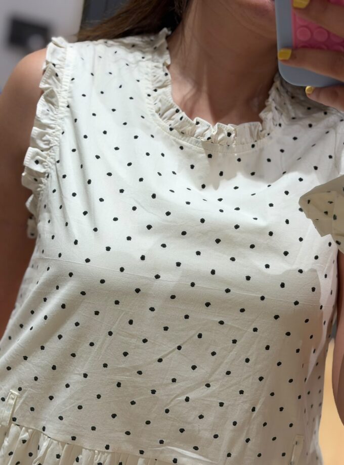 Polka balloon dress with scrunchie